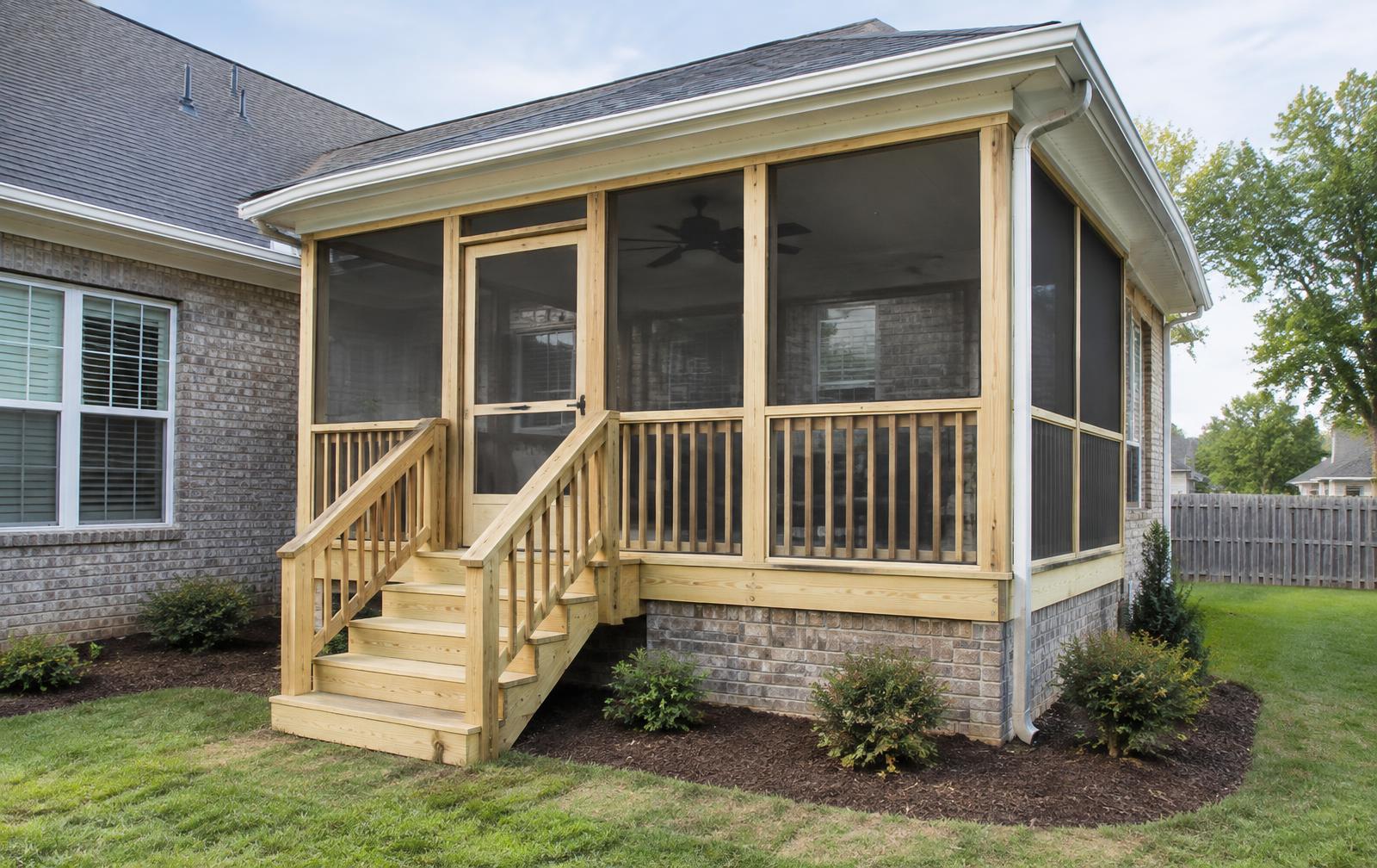 Newly remodeled screened back porch